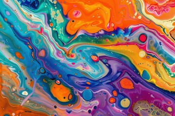 Colorful abstract painting background. Liquid marbling paint background. Fluid painting abstract texture. Intensive colorful mix of acrylic vibrant colors   - generative ai