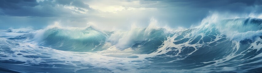 Powerful ocean waves crashing against the shore