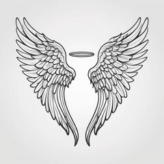 Obraz premium An outline illustration of angel wings, meticulously hand-drawn to capture their ethereal beauty and grace 