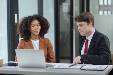 Obraz premium Lawyer or judge consult, Two female lawyers discussing about contract and agreement concept.