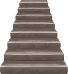 Stone stairs, staircase or castle stairway with rock steps to top, cartoon vector. Concrete stone ladder or old house way path with staircase for game element and entrance architecture stairway