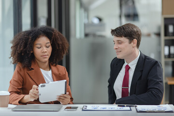 Lawyer or judge consult, Two female lawyers discussing about contract and agreement concept.