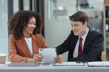 Lawyer or judge consult, Two female lawyers discussing about contract and agreement concept.