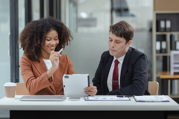 Lawyer or judge consult, Two female lawyers discussing about contract and agreement concept.