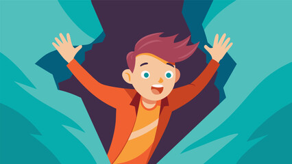 I was hesitant to try squeezing through that narrow crevice but it ended up being one of the most exhilarating parts of the adventure.. Vector illustration