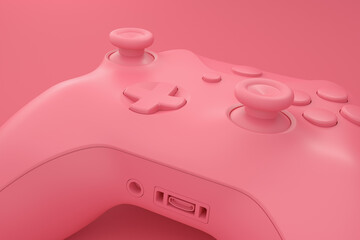 Set of lying gamer joysticks or gamepads on monochrome background