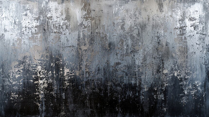Fototapeta premium Modern abstract oil painting in grunge style features metallic silver and black, creating a stark, timeless contrast.