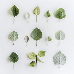 minimalistic concept of tree leaves on white surface