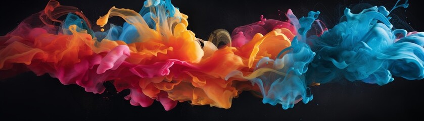 Liquid forms swirling and blending together in a mesmerizing dance of colors and textures - obrazy, fototapety, plakaty