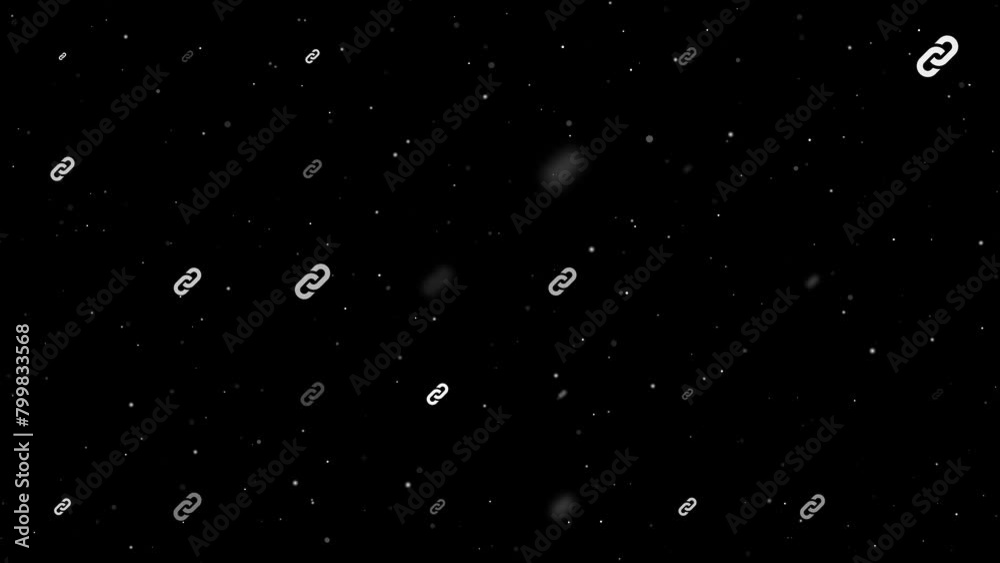 Poster template animation of evenly spaced chain symbols of different sizes and opacity. animation of trans