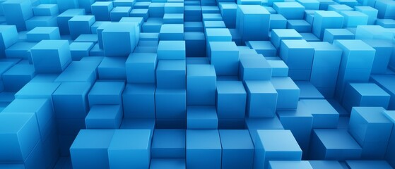 High resolution 3D cube pattern, interlocking blocks in corporate blue, ideal for technology business marketing materials,