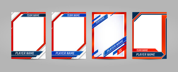 Obraz premium Sport trading card template. Isolated 3d vector cards featuring athlete or team names and place for images, allow fans to trade, collect, and play games based on their favorite sports and players