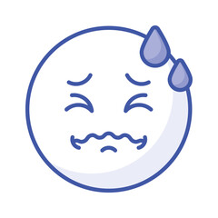 Painful expression, trendy icon of pain emoji, editable vector