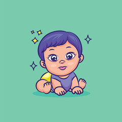 little adorable baby boy vector  illustration