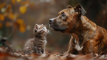 Dog and kitten together