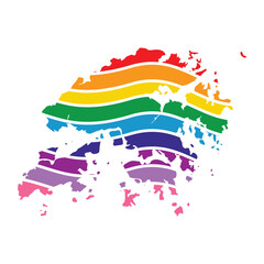 hong kong swoosh silhouette rainbow map