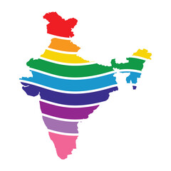 india swoosh silhouette rainbow map