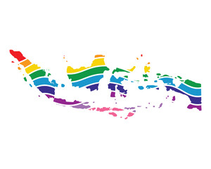 indonesia swoosh silhouette rainbow map