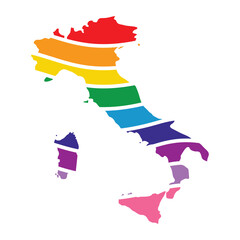 italy swoosh silhouette rainbow map