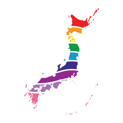 japan swoosh silhouette rainbow map