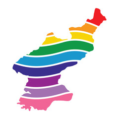 north korea swoosh silhouette rainbow map