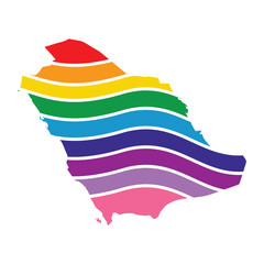 saudi arabia swoosh silhouette rainbow map