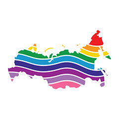 russia swoosh silhouette rainbow map