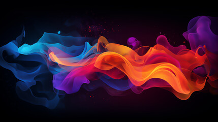 background with swirling colors of deep blue, orange and purple, creating an abstract design reminiscent of flames or smoke. colors blend seamlessly into each other - obrazy, fototapety, plakaty