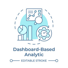 Dashboard based analytic soft blue concept icon. Data preparation, chart creation. Round shape line illustration. Abstract idea. Graphic design. Easy to use in infographic, presentation