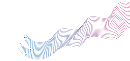Flowing Dot Wave halftone gradient pattern on transparent background 