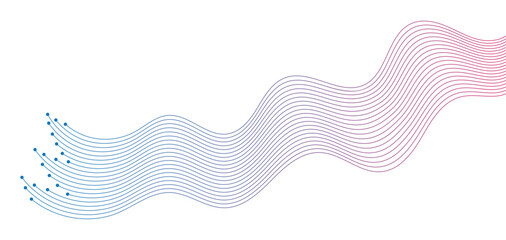 Flowing Dot Wave halftone gradient pattern on transparent background 