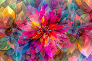 Radiant, geometric blooms bursting forth in a kaleidoscope of colors,