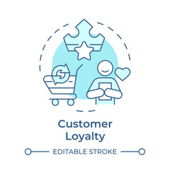 Customer loyalty soft blue concept icon. Business profitability, sales management. Round shape line illustration. Abstract idea. Graphic design. Easy to use in infographic, presentation