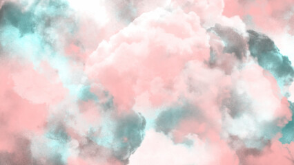 Fototapeta premium watercolor pastel pink with tranquil sky blue background. abstract creation with thick paint layers in shades of pink, blue, and orange.