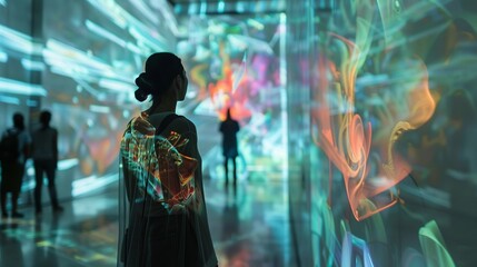 Public art installation featuring transformative holographic sculptures that use digital and augmented elements to create visual depth