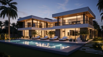 Fototapeta na wymiar High-end real estate exterior showcasing luxury homes with modern designs and exclusive features,