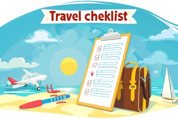 Vector illustration of travel checklist.