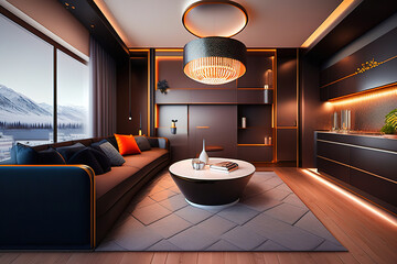 Design modern interior in provence style, illustration Ai - obrazy, fototapety, plakaty