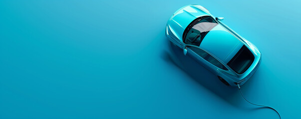 Minimalist Design Electric Car in a Cool Blue Monochromatic World