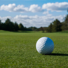 Obraz premium golf ball on the smooth fairway on golf course 