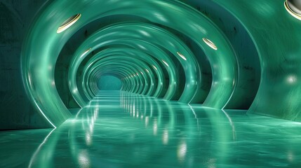 Abstract futuristic corridor with glowing lights