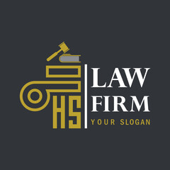 HS modern law firm justice logo design vector graphic template.