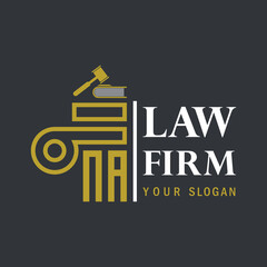 NA modern law firm justice logo design vector graphic template.