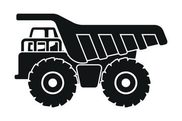 Cartoon mining truck silhouettes. Heavy machinery for construction and mining