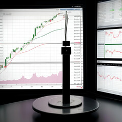 A balance scale adorned with price charts, relation with market and time - obrazy, fototapety, plakaty