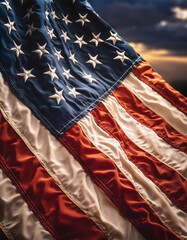 Hyper-realistic wallpaper of an American flag - obrazy, fototapety, plakaty