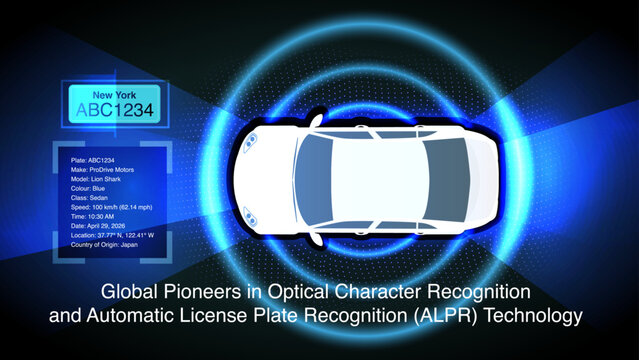 Smart LPR and ALPR Camera Solutions Landing Page: License Plate Recognition (LPR) and Automated License Plate Recognition (ALPR) for Car Registration, Speed Detection, and Monitoring. Vector.