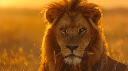 4K wallpaper of a male lion's intense gaze, captured in a close-up
