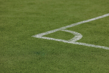 Green Soccer Field or Football Field Corner View with Grass Texture and Pattern, Football Pitch NFL
