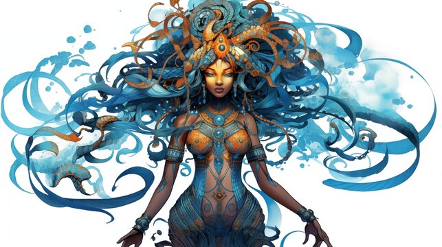 Illustration of the Mami Wata on a White Background